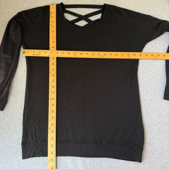 Athleta Womens Black Cross Back Sweater Long Sleeve‎ Shirt Modal Blend Size XXS - Picture 3 of 15